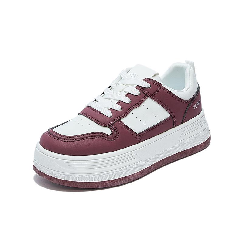 Casual Chunky Platform Sneakers for Women Non-Slip Lace-Up Walking Shoes Lightweight Running Sneakers Women's PU Leather Comfortable Tennis Shoes