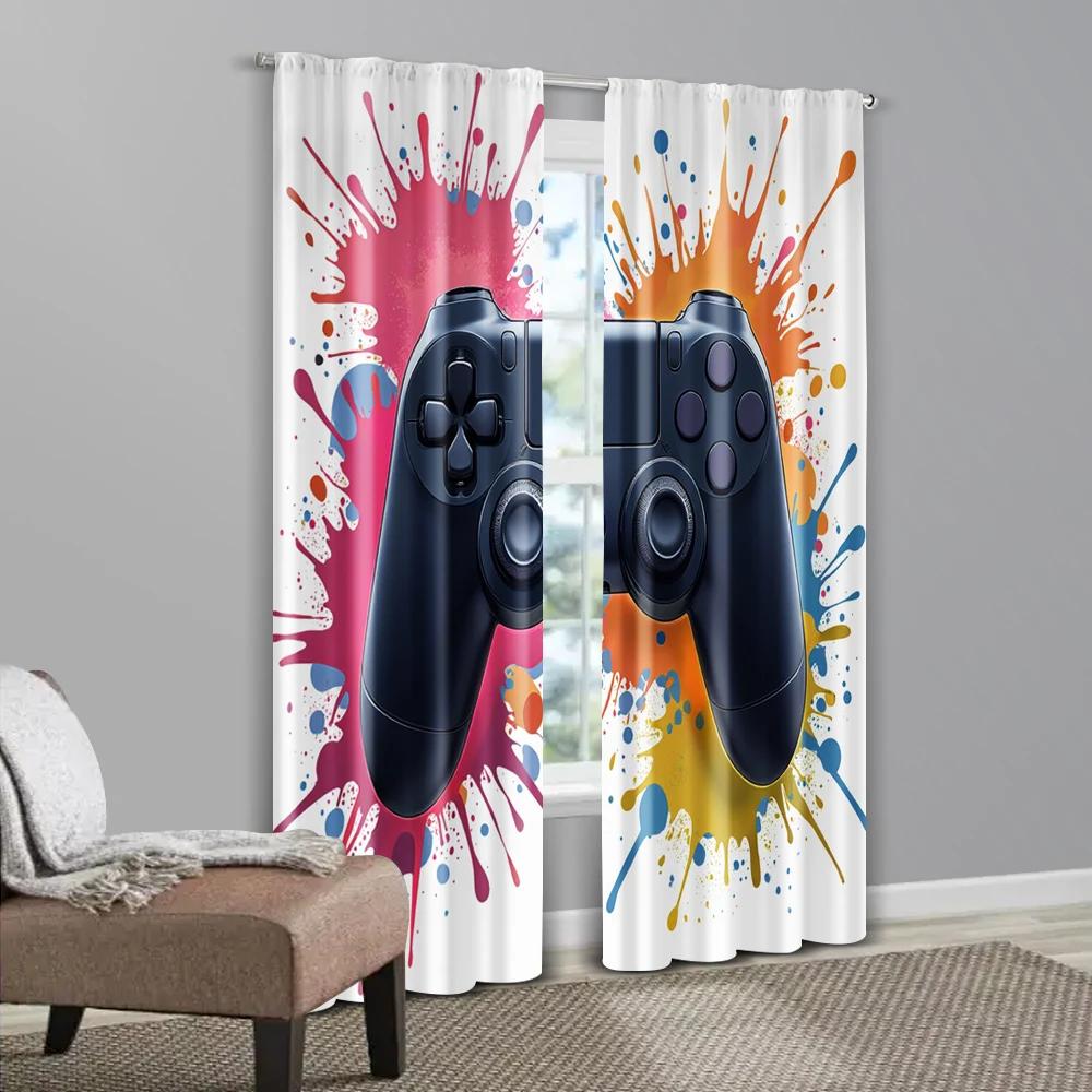 2pcs   Curtains Vibrant Gamer Room Durable 100% Polyester Fabric (without Rod) Versatile All Perfect for Living Room   Office