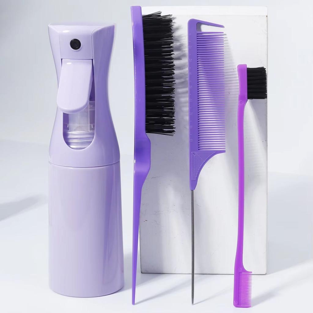 4pcs Comb Spray Bottle Set, Tease Comb Mouse Tail Comb Edge Brush for Back Brushing,slicking Hair For Hair Accessories
