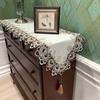 Lace Table Surface Runner Decoration Embroidered TV Dining Table Cloth Cover with Pendant Tassel Dresser Flag Dust Cloth Home Use Decoration
