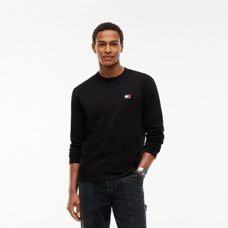 Tommy Hilfiger T-Shirts Men's Black Crew Neck Moderate DM21974-BDS