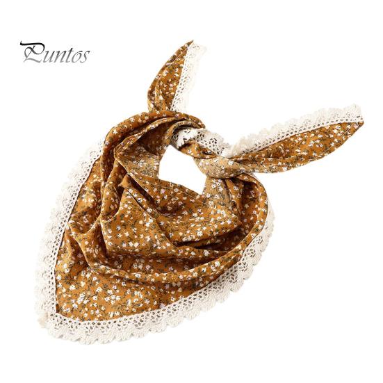 

Платок треугольной формы с кружевной отделкой и цветочным принтом, женская повязка на голову, аксессуары для волос для макияжа и фотосъемки жёлтый