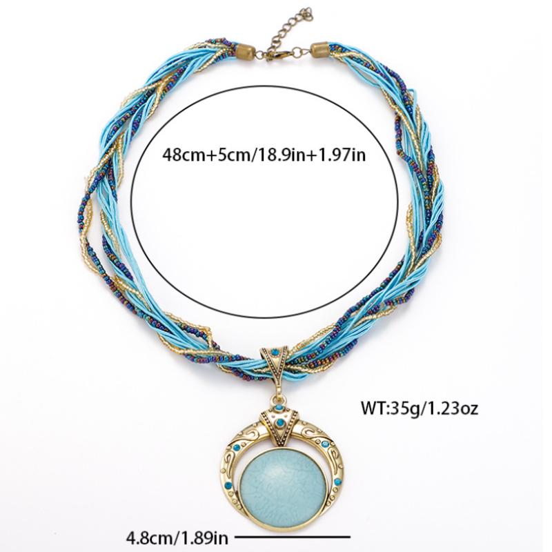Handmade Woven Necklace Bohemian Vintage Pendant Necklace Casual Unisex Neck Accessories
