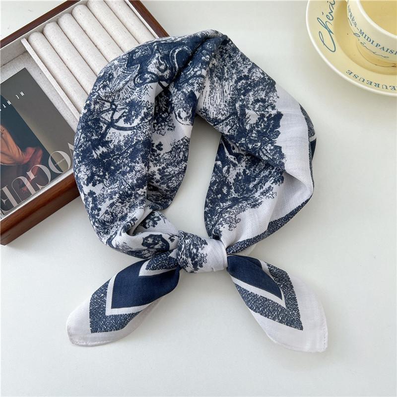 Cotton Linen Print Square Scarves Neckerchief Kerchief Headscarf Women Decorative Scarf Bandanas Headband 65cm Neck Wraps Shawls