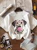 Funny Dalmatian Dog Graphic T-Shirt Cute Pink Bubble Gum Heart Glasses Tee Summer Harajuku Tops Women Men
