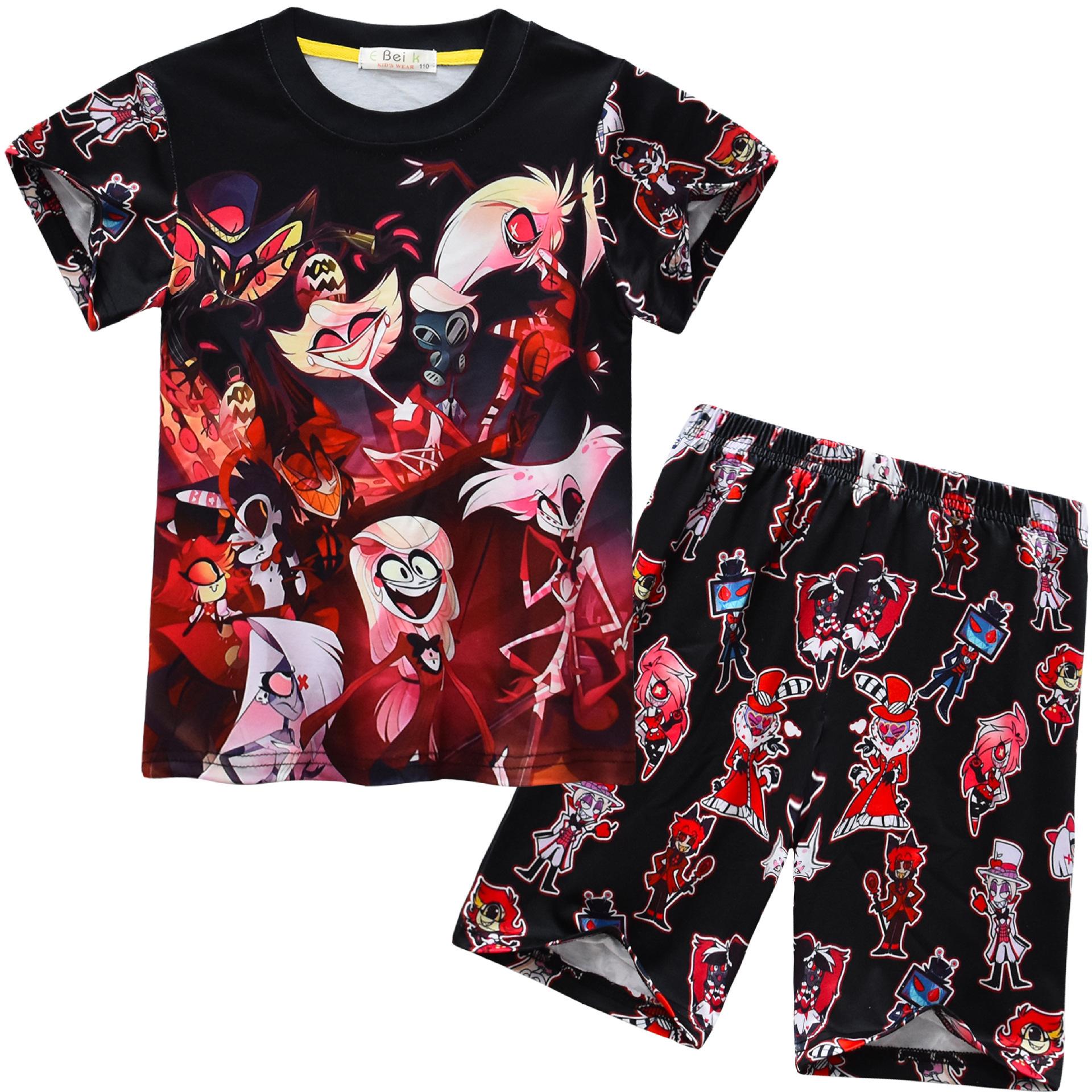 Short-Sleeved, Cartoon Digital Printing, Medium-Aged And Older Children S Short-Sleeved Loungewear Set 92335 110