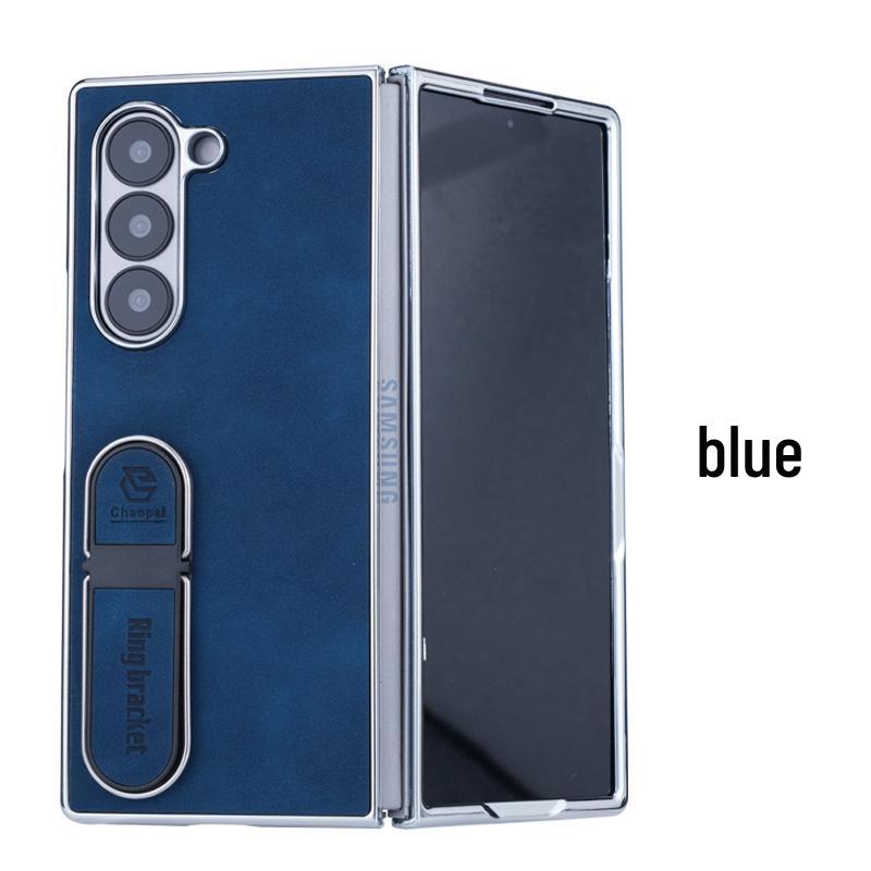 Samsung Z Fold7/6 Phone Case: Electroplated Leather Stand for Folding Screen Protection (Fits Models 5/4/3)