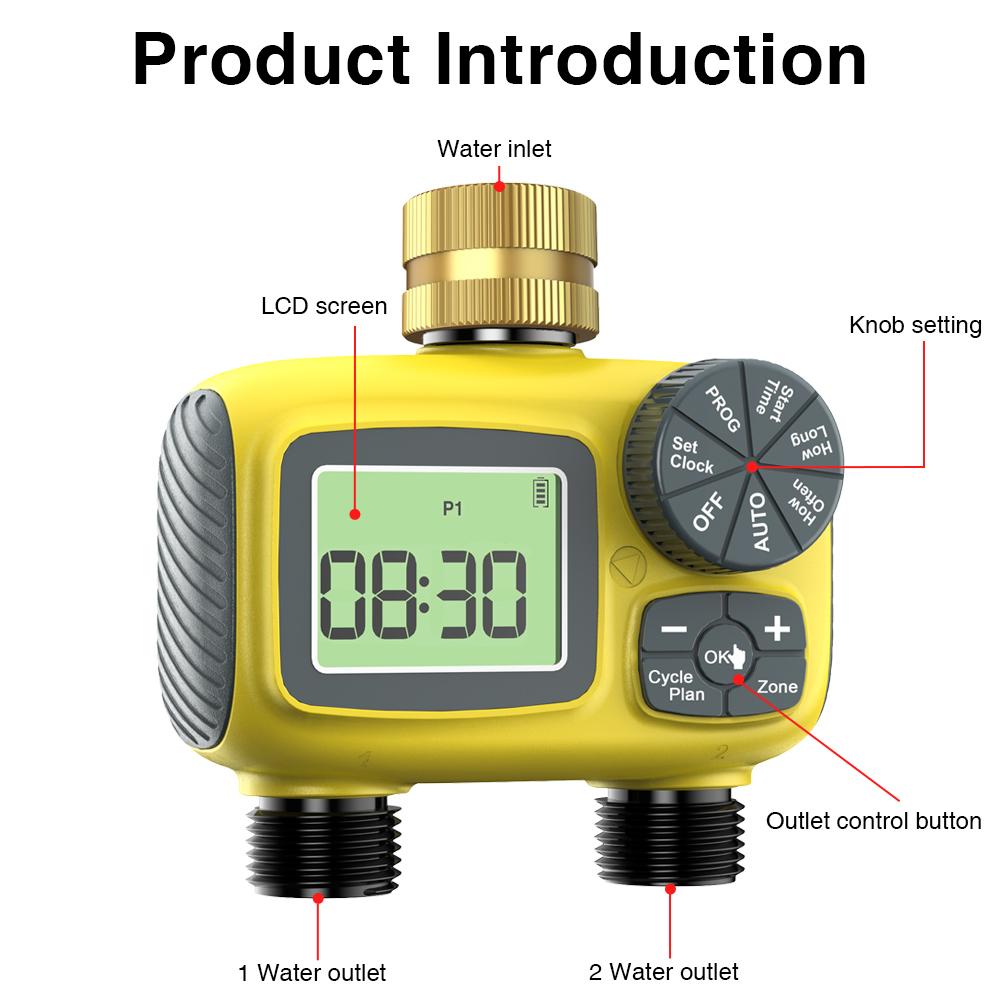 1/2/3/4 Outlets Digital Water Timer LCD Display Flower Garden Watering Device Waterproof Irrigation Controller Timed Water Valve