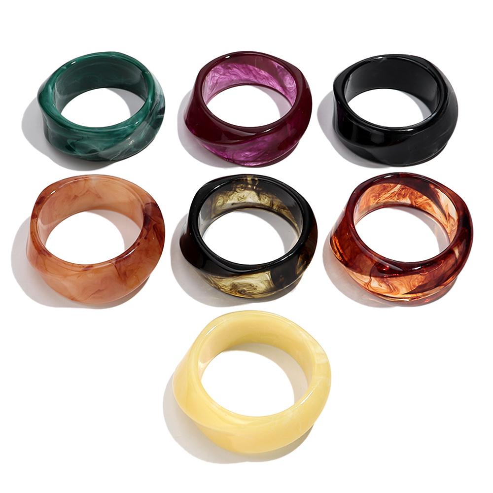 Trendy Thick Acrylic Irregular Bangle for Women Retro Dual Color Geometric Wide Cuff Bracelets Boho Fashion Jewelry Gift