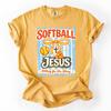 Christian Softball Mom Shirt, Game Day Faith Tee, Jesus and Softball T-Shirt, Comfort Colors Style Gift for Sports Moms