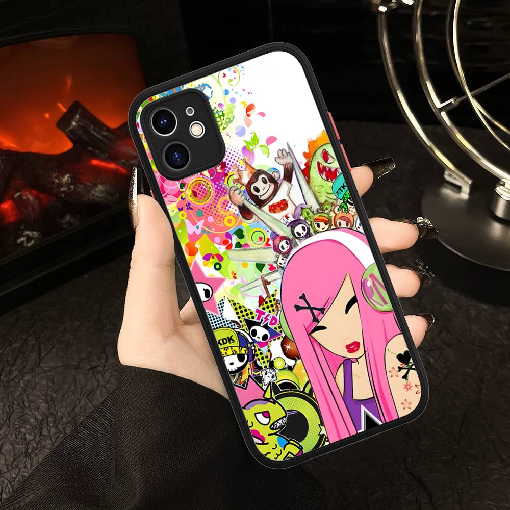 Character T-tokidoki For IPhone 16 15 14 13 12 11 Pro Max X XS MAX Plus Translucent Black Phone Cover