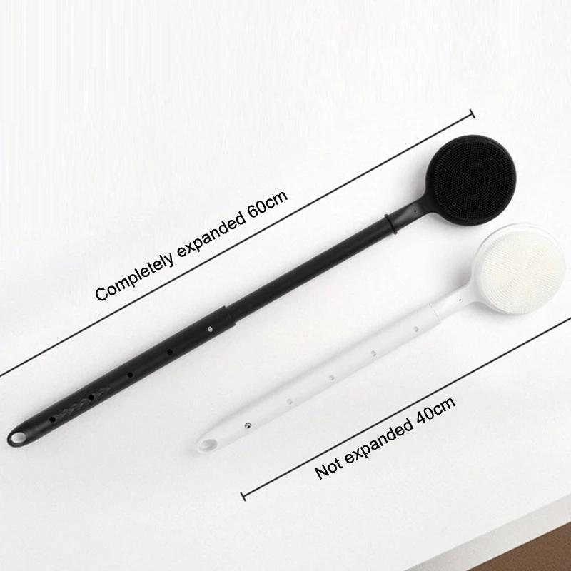 Adjustable Long Handle Double Sided Shower Brush Silicone Back Scrubber For Shower Bath Body Brush With Telescopic