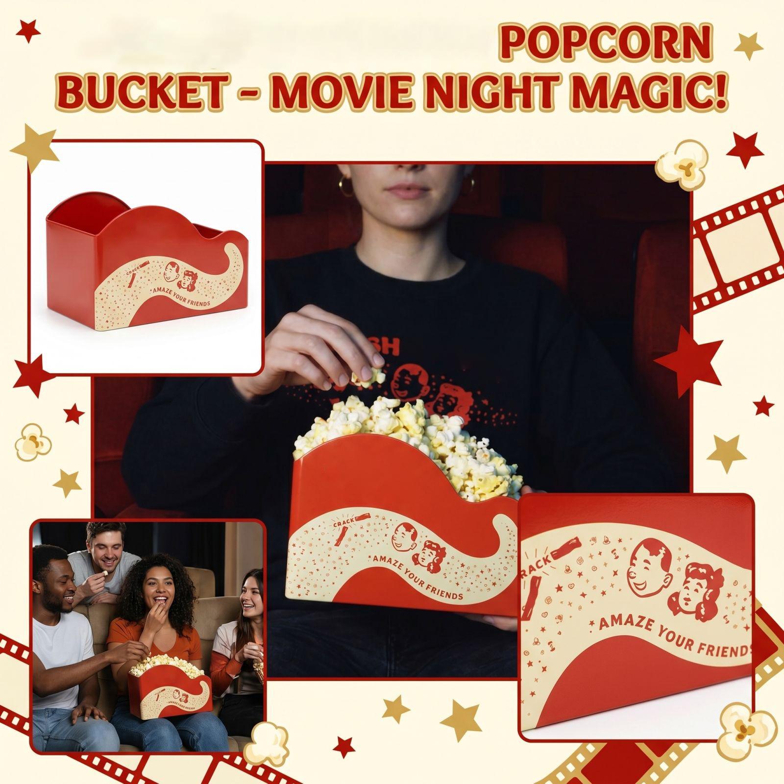 

Vintage Style Popcorn Bucket Container with Retro Design Durable Material for Movie Night Home Theater and Party Use One Size