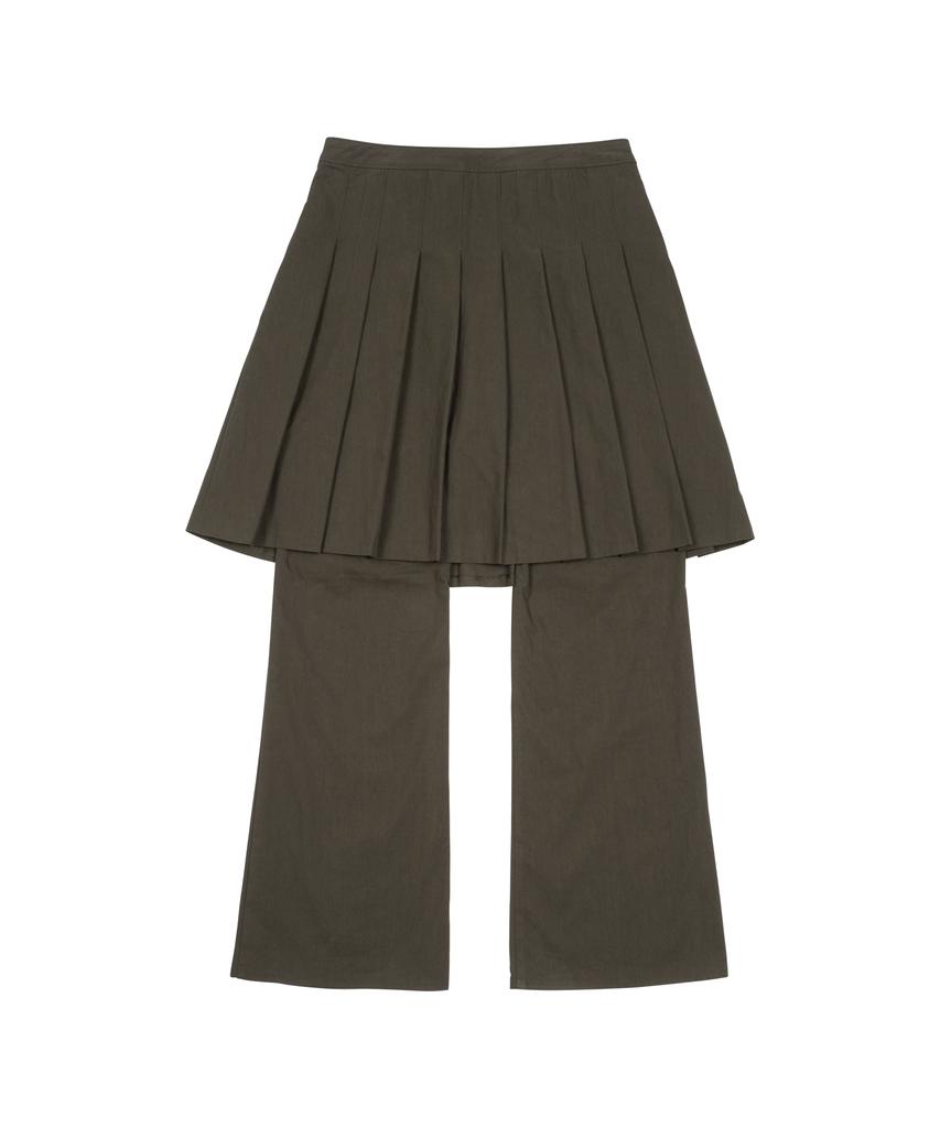 THE COLDEST MOMENT Tcm Skirt Layered Pants (Brown)