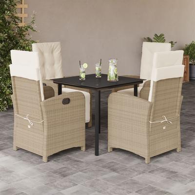 Vidaxl 5-Cz. Garden Furniture Set With Cushions, Beige, Poly Rattan