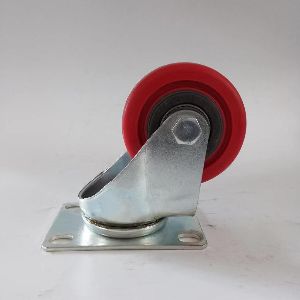 Lightweight Red Universal Industrial Caster Wheel with Brake - Wear-Resistant, Full Coverage, 3/4/5 Inch Handcart Wheel