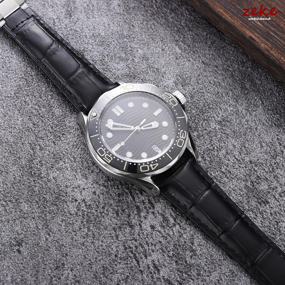 20mm Genuine Leather Watch Band for Rolex Water Ghost SUBMARINER Yacht-Master DAYTONA GMT Slub Cowhide Straps Watch Accessories