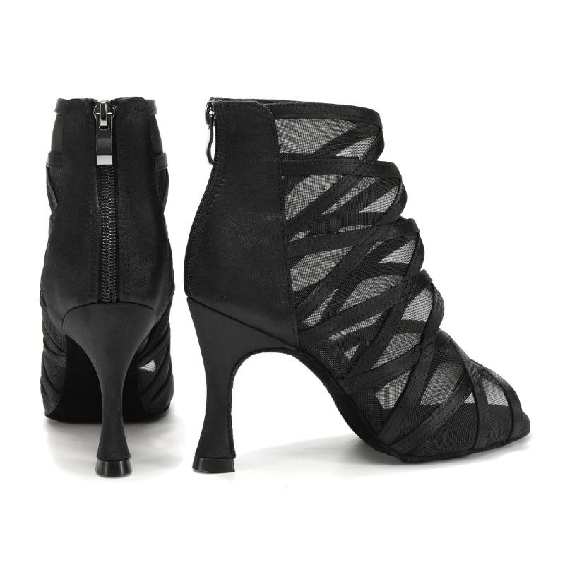 Sexy High Heels Adult Women Dance Boots Mesh Salsa Tango Latin Dance Modern Ballroom Dancing Shoes Heeled 9CM