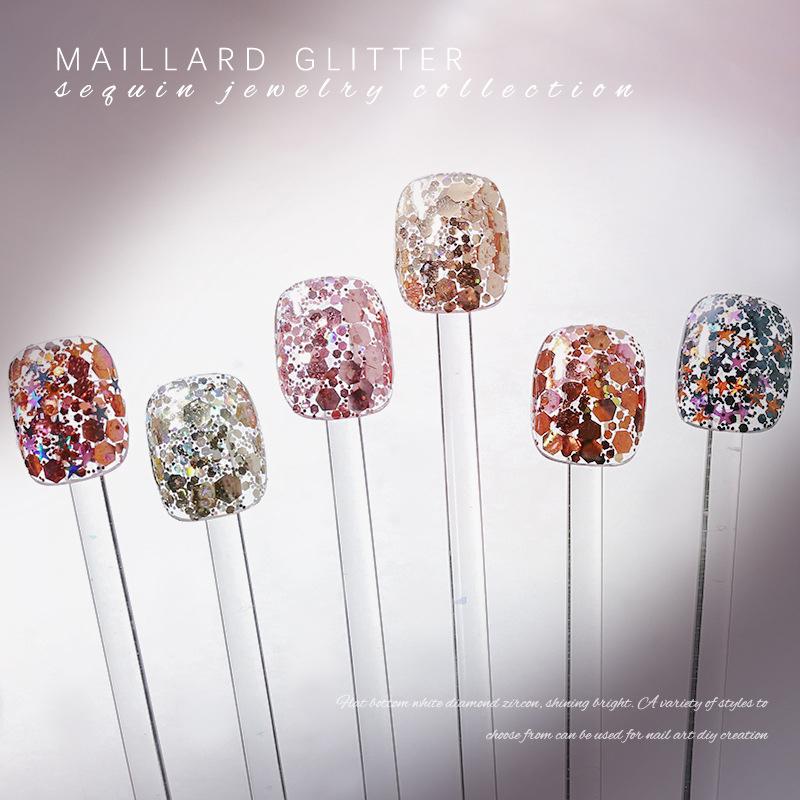 Maillard Sparkly Mixed Nail Sequins Uv Gel Acrylic Holographic Glitter Flakes Manicure Tips Charms For Women Girls Diy Manicure