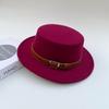 Coffee Color Is Fashionable and Elegant, Woolen Flat-top Hat, Women's Spring, Autumn and Winter Concave Shape Wears British Retro Top Hat Tide