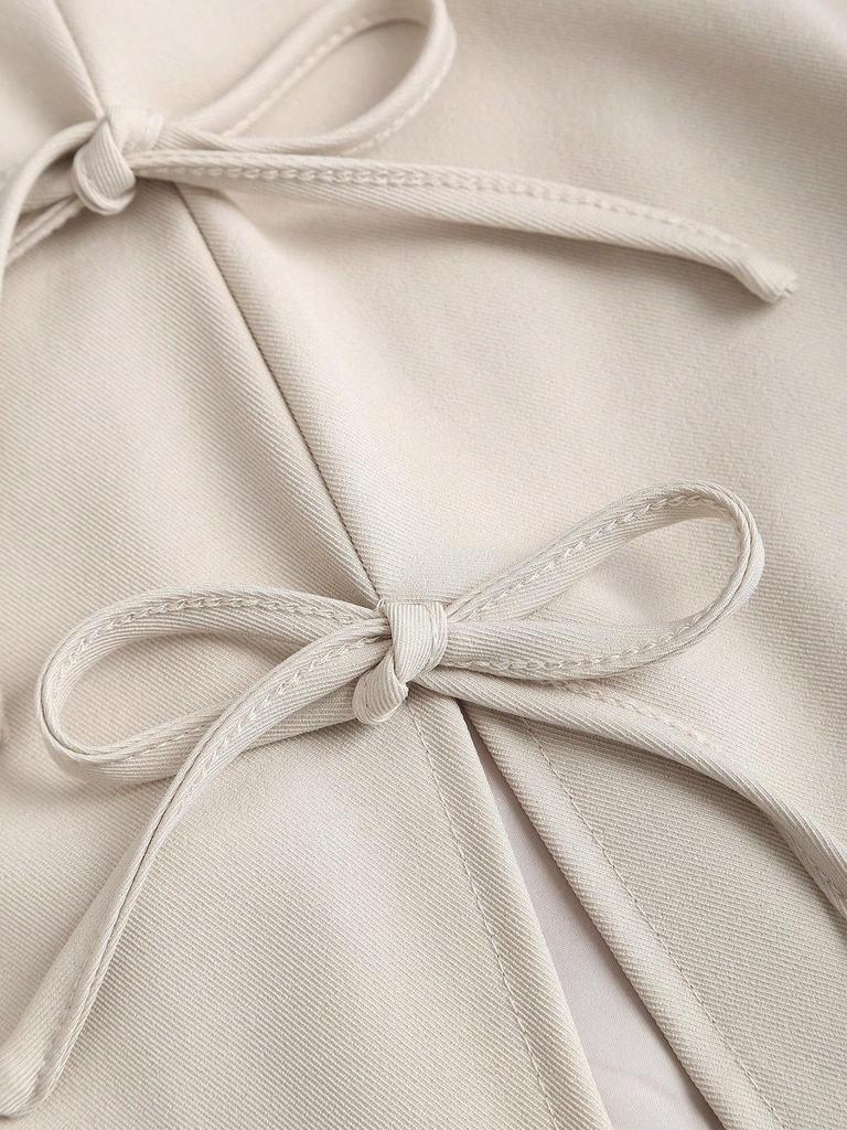 2026 Sexy Bow Tie Lace-Up A-Line Mini Skirt with Slit: Spring/Summer Essential