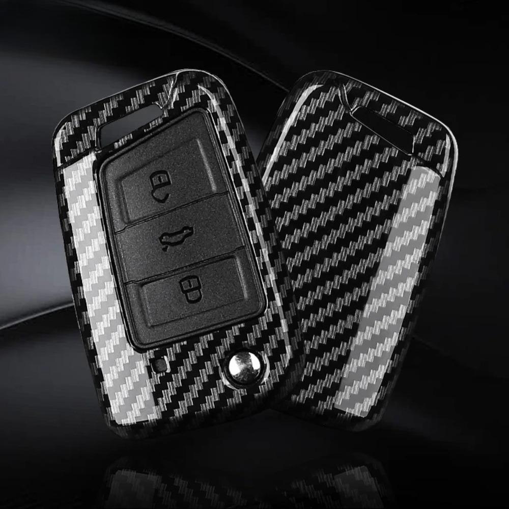 3 4 Buttons Carbon Fiber Car Key Case Cover for VW Volkswagen Golf 7 Tiguan MK2 for SEAT Ateca Leon FR 2 Ibiza for Skoda Octavia