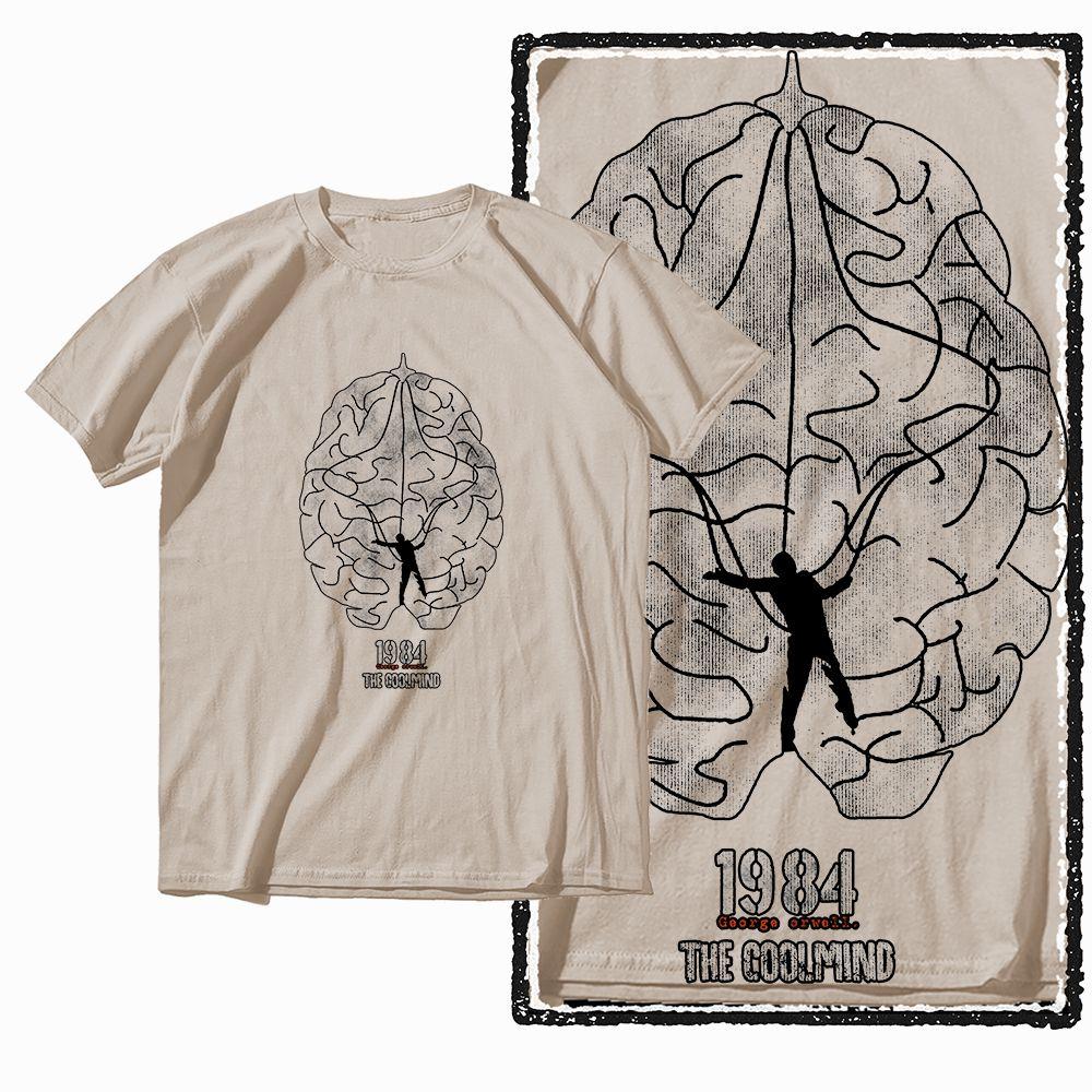 G02 Beige Cotton Cool 1984 Graphic Unisex Tshirt Streetwear Big Size Vintage Oneck Unisexs Tee Tshirt