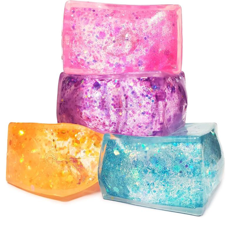 Large Glitter Ice Cubes Squishies Maltose Fidget Togu Sensory Adhd Anxiety Fun Squeeze Stress Relief Decompression Gifts