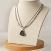 Titanium Steel Double Stacked Neck Chain Handmade Heart Clavicle Chain  Summer Beach