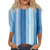 Women's Fashion Casual Round Neck Three-quarter Sleeve Gradient Print T-shirt Top