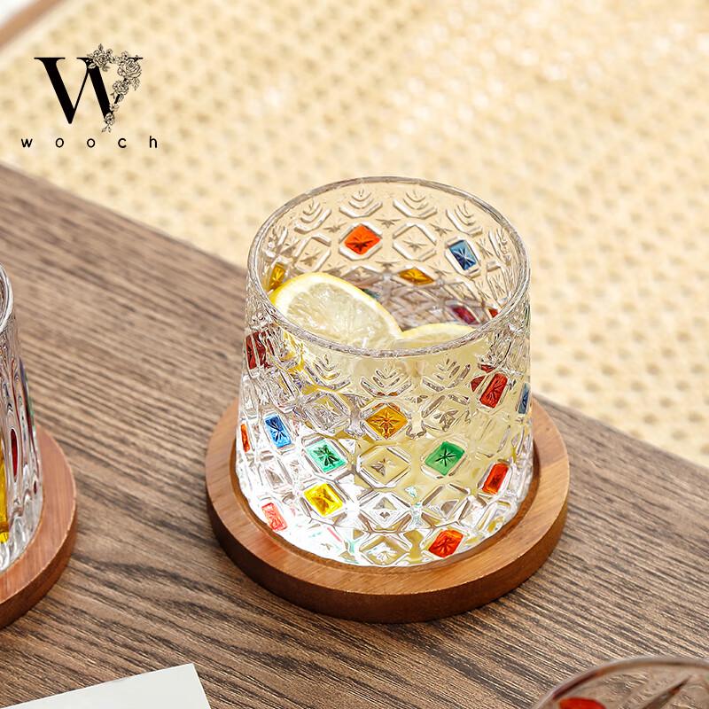 WOOCH Painted Rotating Glass Couple Cups Gift Set