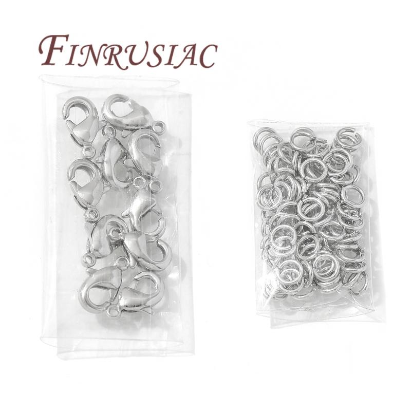 110pcs 18K Gold Plated 10mm Lobster Clasps&Open Rings DIY Accessories,Bracelets Connectors Clasps For Jewelry,Connecting Ring