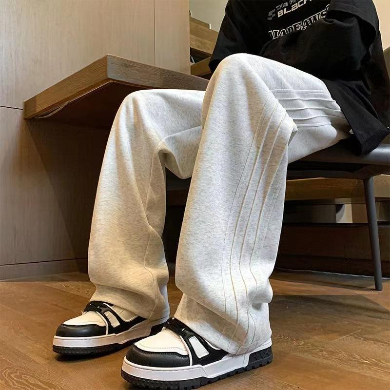Japanese fashion brand heavyweight casual sweatpants for men in spring and autumn, new gray wide leg pants for teenagers, casual pants