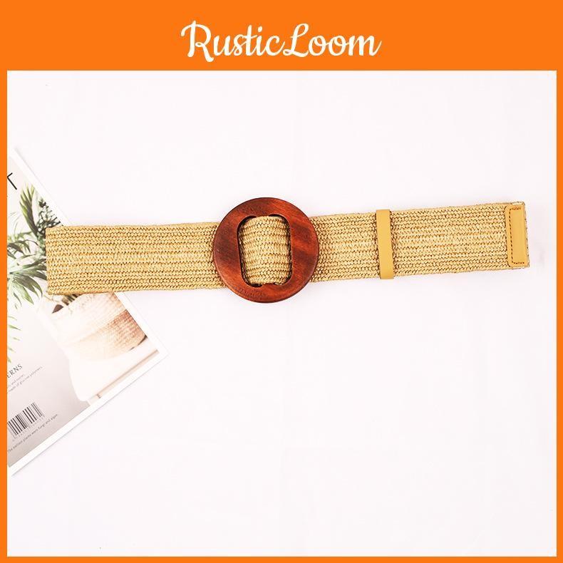And Waist Weave Rope Wooden Round Buckle Women Belt Clothing Gift Accessories