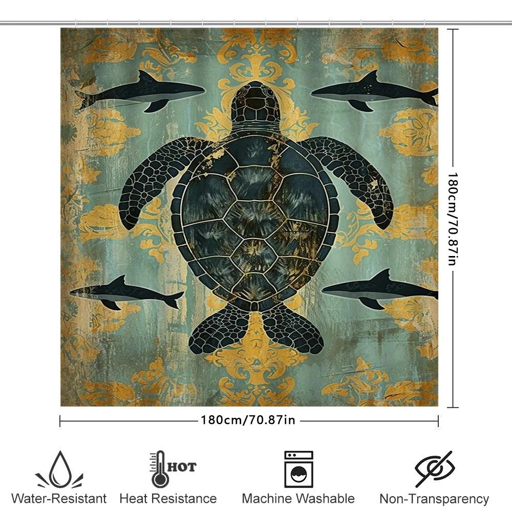 Ocean Life-Themed Bath Curtain With 3D Printed Printing Modern Decor For Bathroom Shower