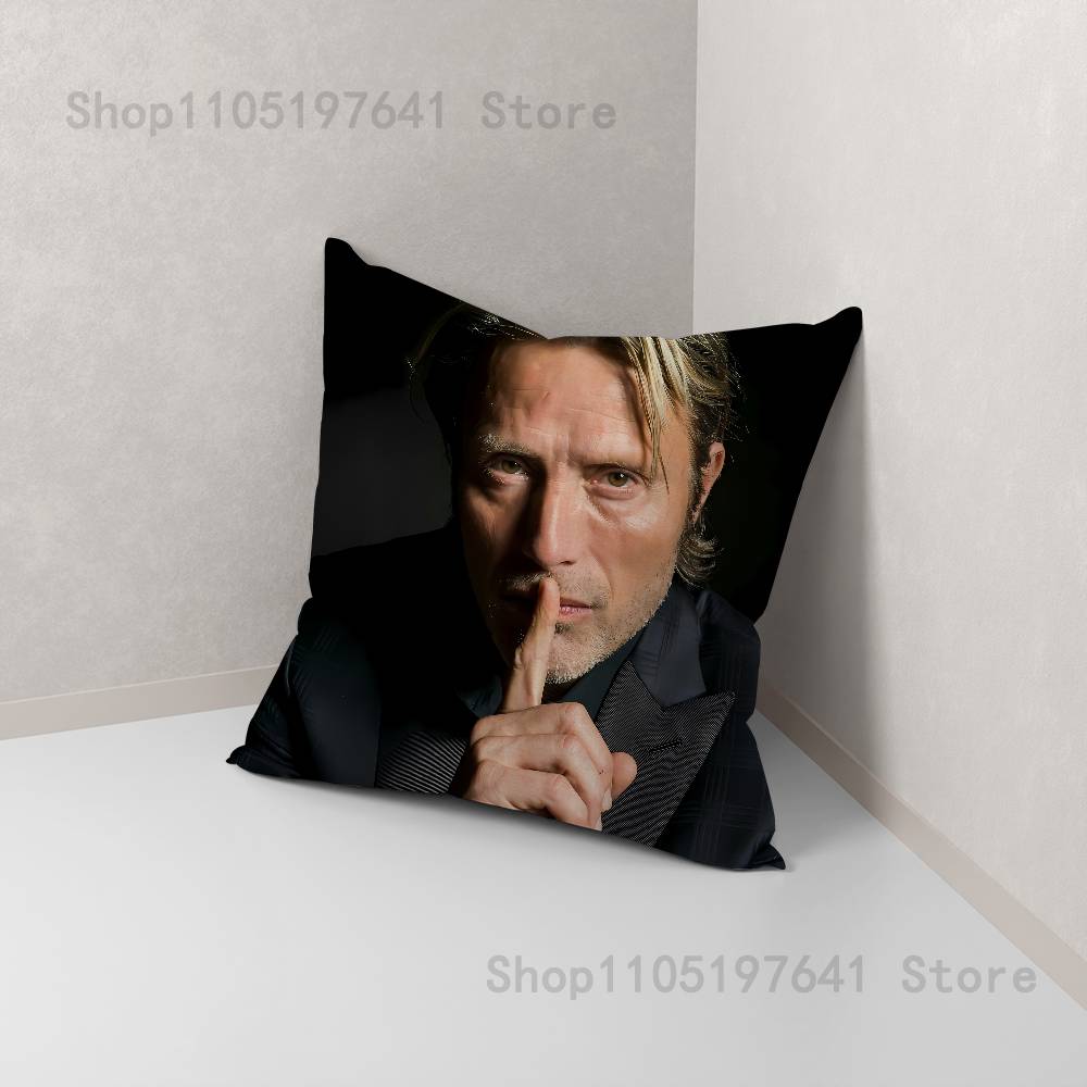 Mads Mikkelsen H-Hannibal Face Pillow Case Cartoon Anime peripheralsBedroom Sofa Decorative Cushion Cover Soft Cushion Cover