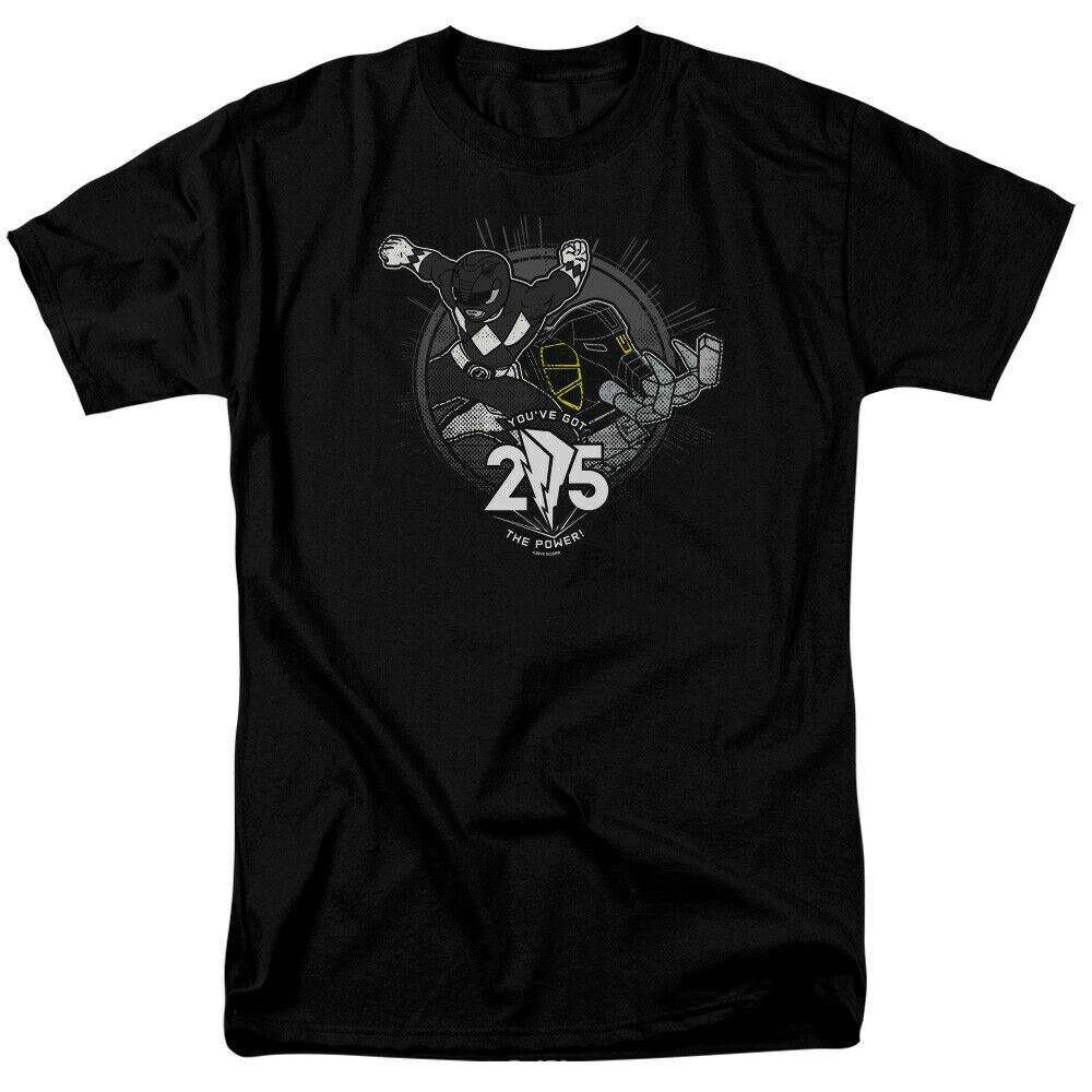 Mighty Morphin Power Rangers Black 25 T-shirt Mens Licensed Classic TV Black XXL