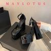 Fashion High Heel Pumps 2025 Fashion Point Toe Platform Women's Shoes Straps Sexy Pump Latest Buckle Casual Pumps Female Chunky Shoes