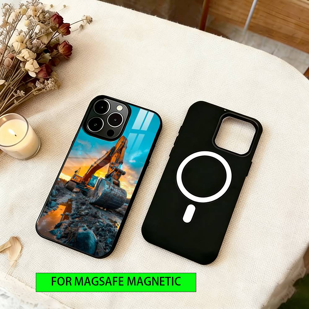 

Excavator Phone Case For iPhone17,16,15,14,13,12,11 Plus,Pro Magnetic For Magsafe Wireless Charging iPhone17ProMax