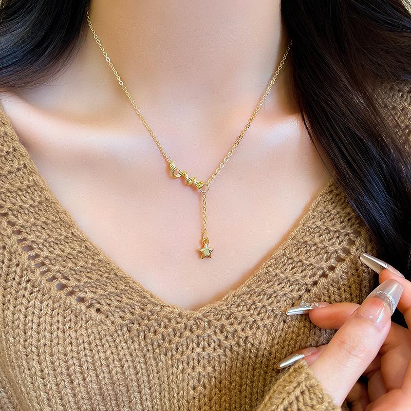 Natal Year Snake Snake Wrap Necklace Female Cold Wind Versatile Gold Star Fringed Clavicle Chain Popular Accessories