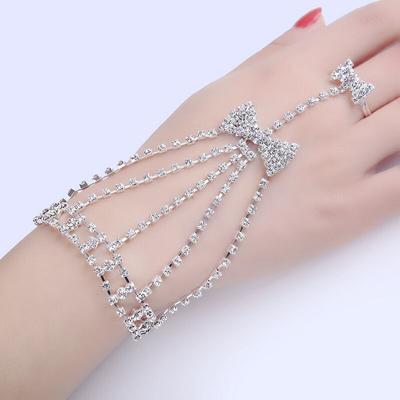 1PC Wedding Finger Chain Bracelet Hand Chain Rhinestone Dance Bracelet One Piece Bracelet Bowknot