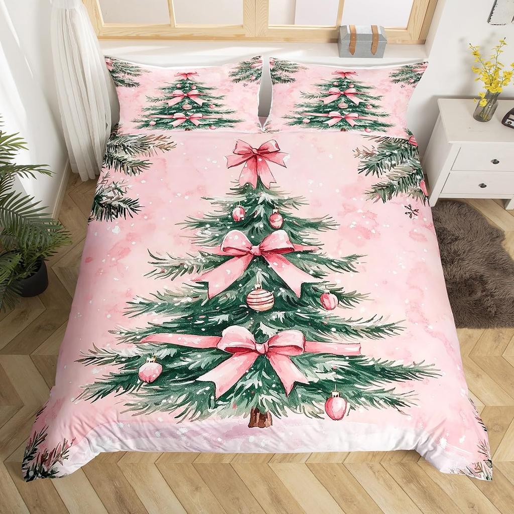 Christmas Tree Duvet Cover Set For Kids Queen Lightweight Down Quilt Covers Room Decor 2 Pillowcases 1 Duvet Cover No Comforter