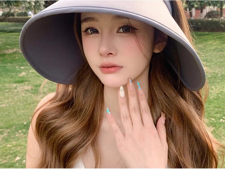 Women's Wide-Brim Summer Topless Sun Hat with UV Protection for Outdoor Sports