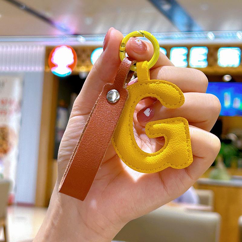 Customizable Leather Letter Keychain Pendant for Girls and Couples