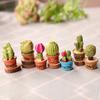 Mini Resin Cactus Plants Miniature Artificial Greenery Potted Cactus Figurine for Cake Topper DIY Micro Landscape Home Fairy Garden Plant Pots Bonsai