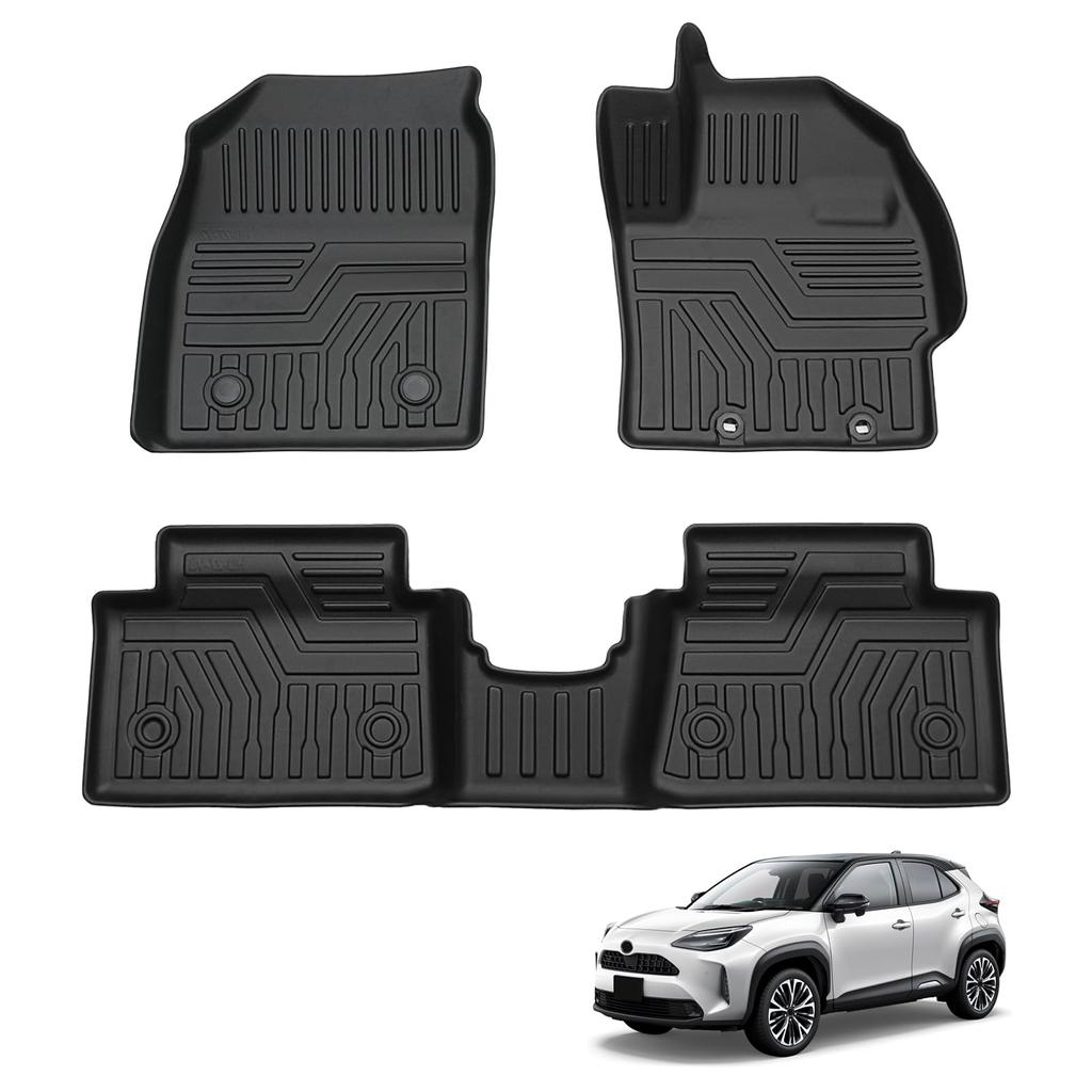 New Yaris Floor Yairs 3D TPE Car Stain Easy To Car 3D Abrasion Waterproof Custom Protective Set Yaris Floor Mats, Vehicle-specific Design, Exclusive,