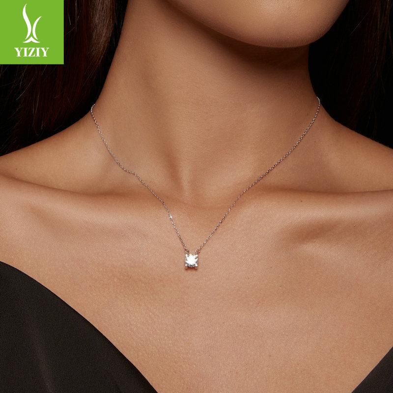 Simple And Exquisite One-Carat Luxury Mozzarella Diamond Collarbone Chain, Fresh And Smart 925 Silver Moissanite Necklace.