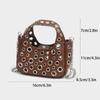Hollow Rivet Women Handbag Small Size Pu Leather Toiletry Organizer Pouch Chains Shoulder Portable Crossbody Bags Casual Wear