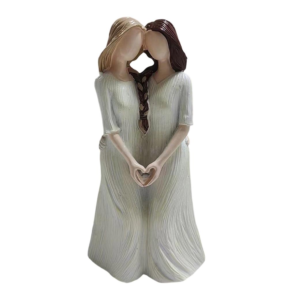 Sister Friendship Figurine Holding Hands Sculpture Girl Desktop Ornament Gift for Best Friend Home Office Decoration