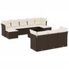 11 piece Garden Sofa Set with Cushions Brown Poly Rattan